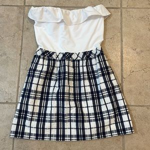 Lilly Pulitzer strapless blue and white dress